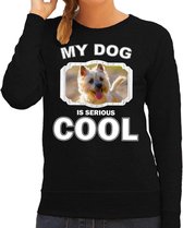 Cairn terrier honden trui / sweater my dog is serious cool zwart - dames - Cairn terriers liefhebber cadeau sweaters XS