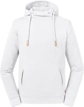 Russell Volwassenen Unisex Pure Organic High Collar Hooded Sweatshirt (Wit)