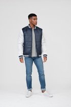 AWDis Gewoon Hoods Volwassenen Unisex Varsity Puffer Jacket (Nieuwe Franse marine / Wit)