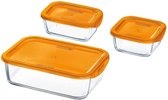 Luminarc Keep 'n Box Verre Contenant Alimentaire Frais - Orange - Set-3