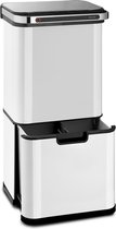 Klarstein Touchless Ultraclean - sensor prullenbak 60 liter - 3 vakken - OdorControl - roestvrij staal - wit