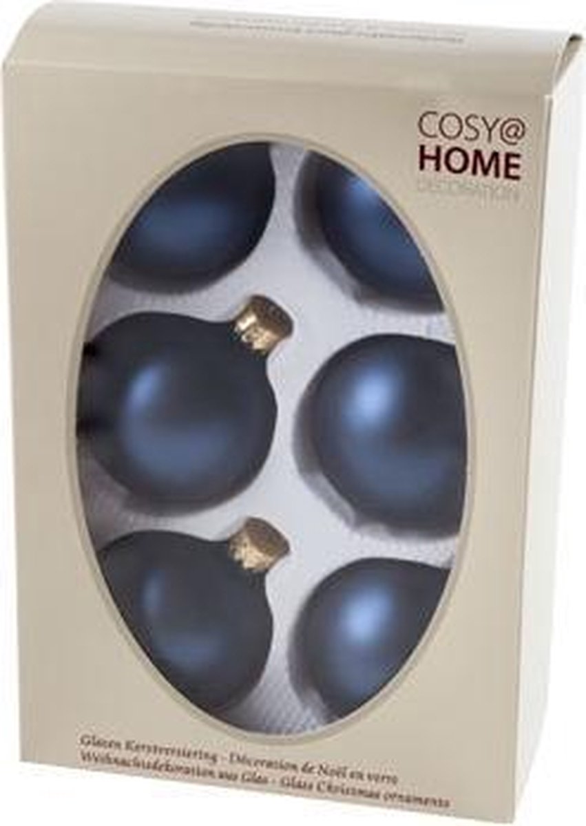Cosy @ Home Cosy & Trendy kerstballen set 6 royaal blauw mat 7cm