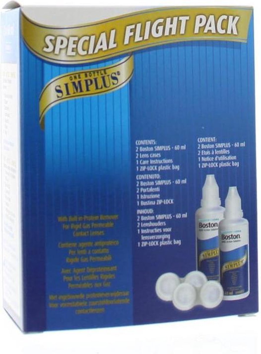 Boston Simplus Flight Pack - 2 x 60 ml + 2 lenshouders + Zip-bag ...
