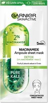 Garnier 2% Niacinamide + Kale Detox Ampoule Sheet Mask 15 g Femmes Feuilles