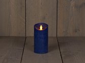 Kaars met bewegende vlam rustiek antiek blauw 7,5x15cm