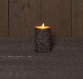 1x Bruine berkenhout kleur LED kaarsen / stompkaarsen 12,5 cm - Luxe kaarsen op batterijen met bewegende vlam