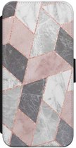 iPhone 7/8 bookcase leer hoesje - Stone grid marmer