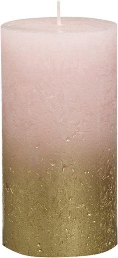 Rustieke stompkaars Fading goud pastel roze 130x68