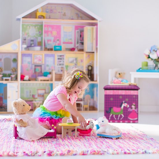 Relaxdays poef kind - opbergpoef - speelgoedkist - vouwbaar - met  opbergruimte -... | bol.com