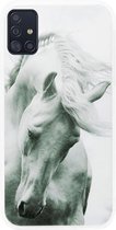 ADEL Siliconen Back Cover Softcase Hoesje Geschikt voor Samsung Galaxy A51 - Paarden Wit