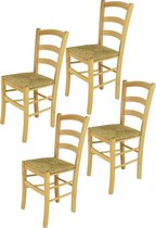 Tommychairs Venice - Eetkamerstoelen - Set van 4 - Naturel - Rotan & Hout