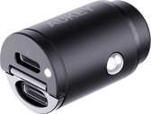 AUKEY Nano Dual USB-C Autolader Power Delivery 30W - Zwart