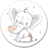 Ronde muursticker kleine schattige Olifant - WallCatcher | 30 cm behangsticker Wandcirkel | muurcirkel | Baby Elephant