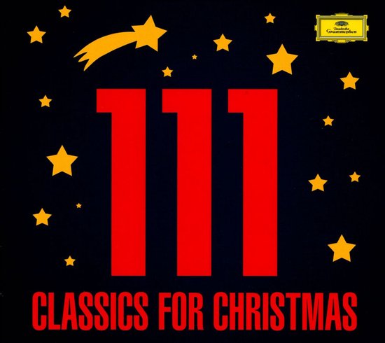 Couverture d'album avec de grands chiffres rouges '111' sur fond noir avec des étoiles jaunes et une comète jaune. "CLASSICS FOR CHRISTMAS" en bas.
