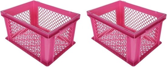 Blozend Beschietingen volgens 3x stuks roze kunststof fietskratten/opbergkratten 40 x 30 x 22 cm -  Opbergen -... | bol.com