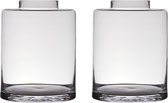 Set van 2x stuks transparante luxe stijlvolle vaas/vazen van glas 25 x 19 cm - Bloemen/boeketten vaas voor binnen gebruik