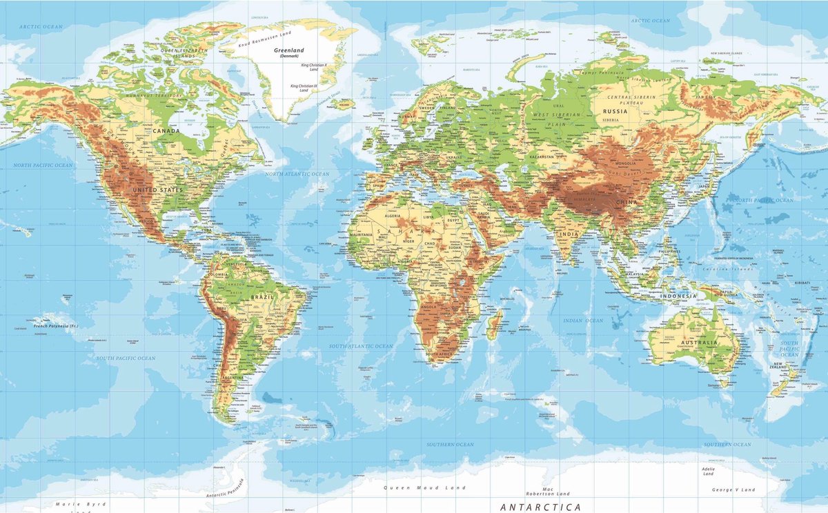 Carte Du Monde Physique