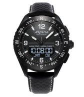 Alpina AlpinerX Smartwatch AL-283LBBW5AQ6 Horloge - Leer - Zwart - Ø 46 mm