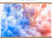 Schoolplaat – Blauw met Roze Wolkjes - 120x80cm Foto op Textielposter (Wanddecoratie op Schoolplaat)