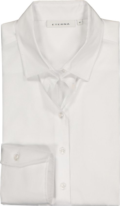 ETERNA dames blouse modern classic - stretch satijnbinding - wit -  Maat: