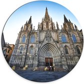 Dibond Wandcirkel - Kathedraal van Barcelona - Spanje - 70x70cm Foto op Aluminium Wandcirkel (met ophangsysteem)