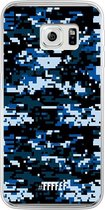 Samsung Galaxy S6 Edge Hoesje Transparant TPU Case - Navy Camouflage #ffffff