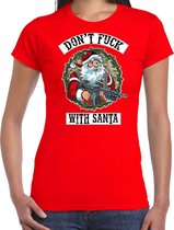 Fout Kerst shirt / Kerst t-shirt Dont fuck with Santa rood voor dames - Kerstkleding / Christmas outfit S