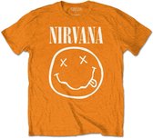 Nirvana - White Happy Face Kinder T-shirt - Kids tm 14 jaar - Oranje