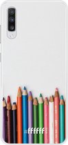 Samsung Galaxy A70 Hoesje Transparant TPU Case - Pencils #ffffff