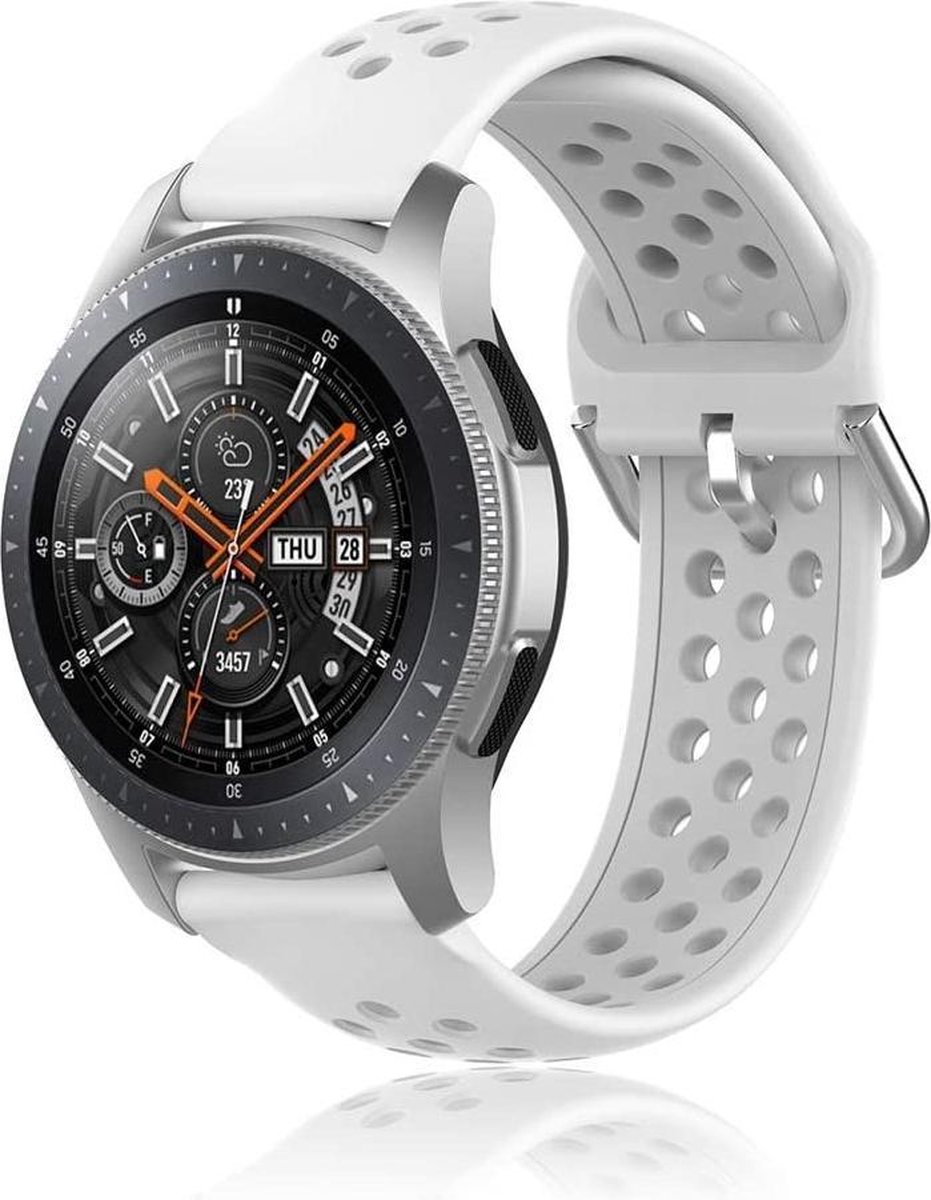 Samsung Galaxy Watch siliconen bandje met gaatjes - wit - 41mm / 42mm op Prijzenvolger.com
