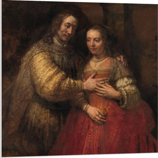 Forex - Oude Meesters - Het Joodse Bruidje, Rembrandt van Rijn, ca. 1665 -1669 - 80x80cm Foto op Forex
