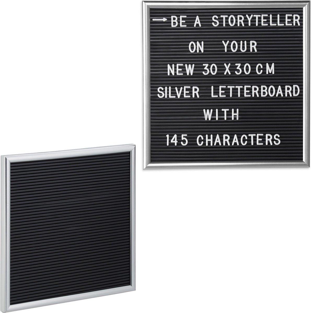 Relaxdays 2x letterbord 30x30 decoratie memoboard letter board vierkant