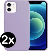iPhone 12 Hoesje Siliconen Case Hoes - iPhone 12 Case Siliconen Hoesje Cover - iPhone 12 Hoes Hoesje - Lila - 2 PACK