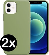 Hoes voor iPhone 12 Hoesje Siliconen Case Hoes Cover - Hoes voor iPhone 12 Hoes Hoesje - Groen - 2 PACK