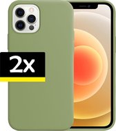 Hoes voor iPhone 12 Pro Case Hoesje Siliconen Hoes Back Cover Groen - 2 Stuks