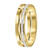 Lucardi Ringen  - Stalen ring goldplated 2rij met kristal
