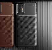 Motorola Moto G9 Plus Hoesje Siliconen Carbon Back Cover Zwart