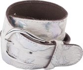 wit kleurige riem - Animal White/Silver   - Dames Ceintures - Dames Riem - Riem - Ceintures - leren Riem - casual - Luxe riem - Ko kind - Kleding - Breedte: 4 cm 401088 S - Maat: 1