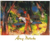 August Macke - Lesender Mann Kunstdruk 80x60cm