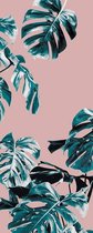 Fotobehang - Monstera Rosé Blauw 100x250cm - Vliesbehang