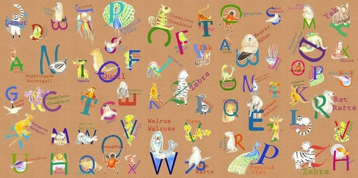 Fotobehang - Animals A-Z 500x250cm - Vliesbehang