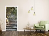 Sticky Decoration - Luxe Deursticker Stenen Trap in de Bergen - Grijs - op maat voor jouw deur