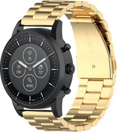 Huawei watch GT drie stalen schakel beads band - goud - 18mm bandje - Horlogeband Armband Polsband