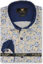 Heren Overhemd - Slim Fit - Flower Paradise - Geel - Maat XL