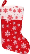1x Rood/witte kerstsokken met sneeuwvlokken print 40 cm - Kerstversiering/kerstdecoratie sokken