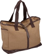 Canvas shopper donker bruin - Vintage reistassen/weekendtassen/shoppers - Tassen voor dames/heren/volwassenen