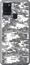 Samsung Galaxy A21s Hoesje Transparant TPU Case - Snow Camouflage #ffffff