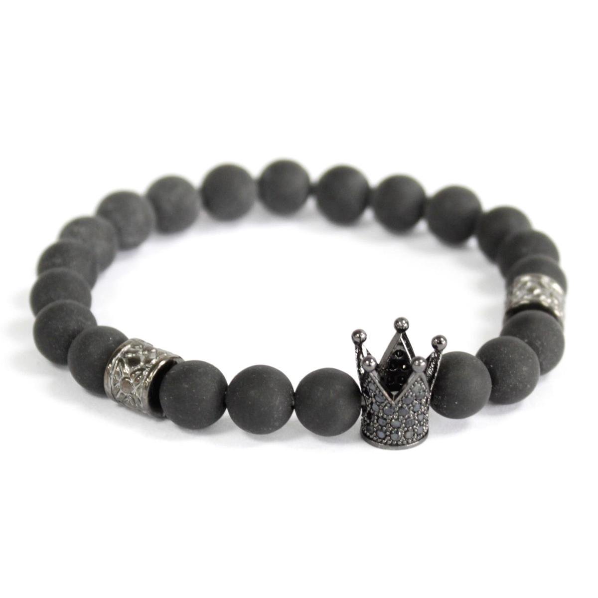 Kristallen kroon / zwarte agaat - edelsteen armband