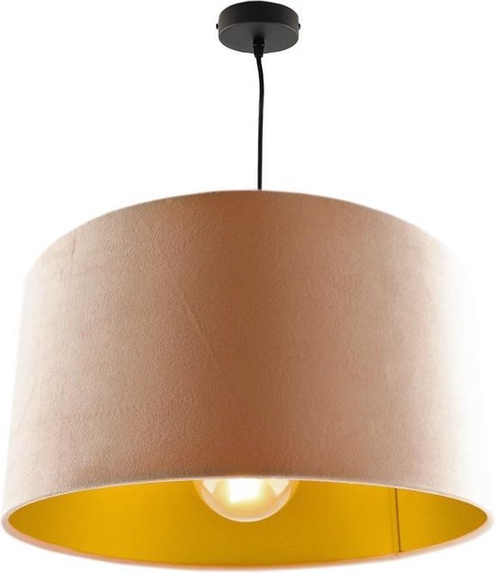 Olucia Urvin - Moderne Hanglamp - Stof - Goud;Roze - Rond - 40 cm