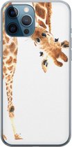 iPhone 12 Pro hoesje siliconen - Giraffe - Soft Case Telefoonhoesje - Giraffe - Transparant, Bruin